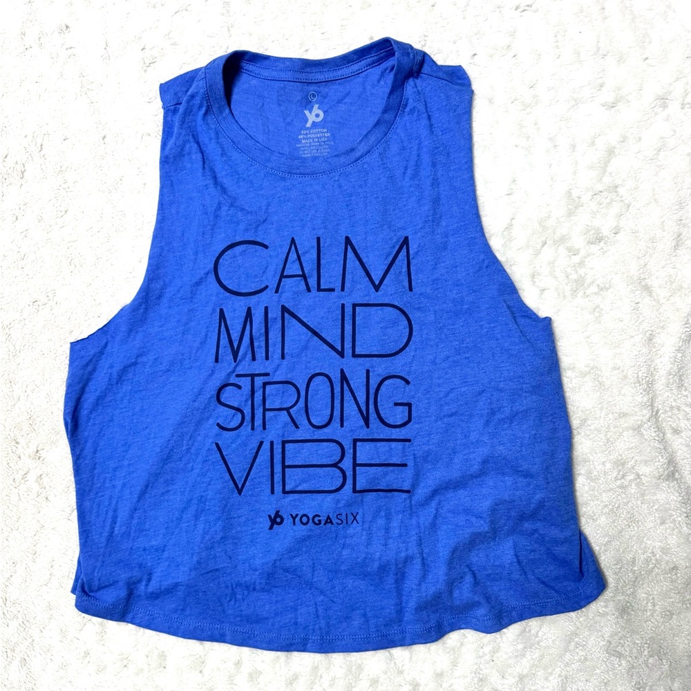 NWT- YOGA SIX Y6 CALM MIND CROP Blue Tank Top